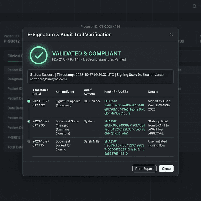 Digital Signature Audit Trail Modal