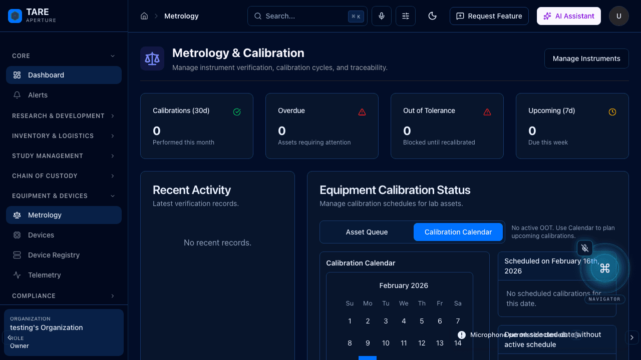Metrology and Calibration screenshot
